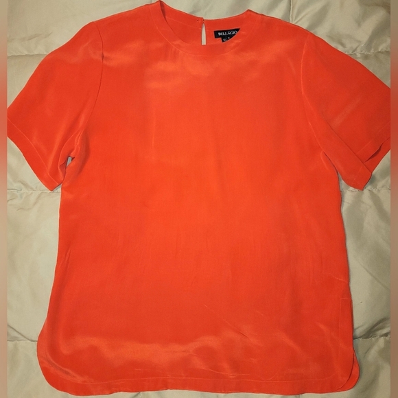 Bellagio 100% silk red short sleeve top  Sz S - Picture 11 of 12